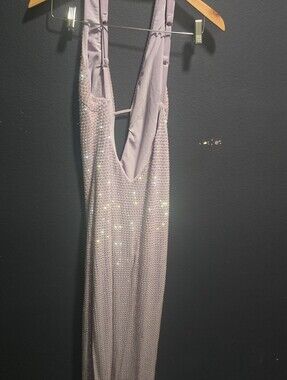 Sleeveless Lilac Sequin Evening Dress